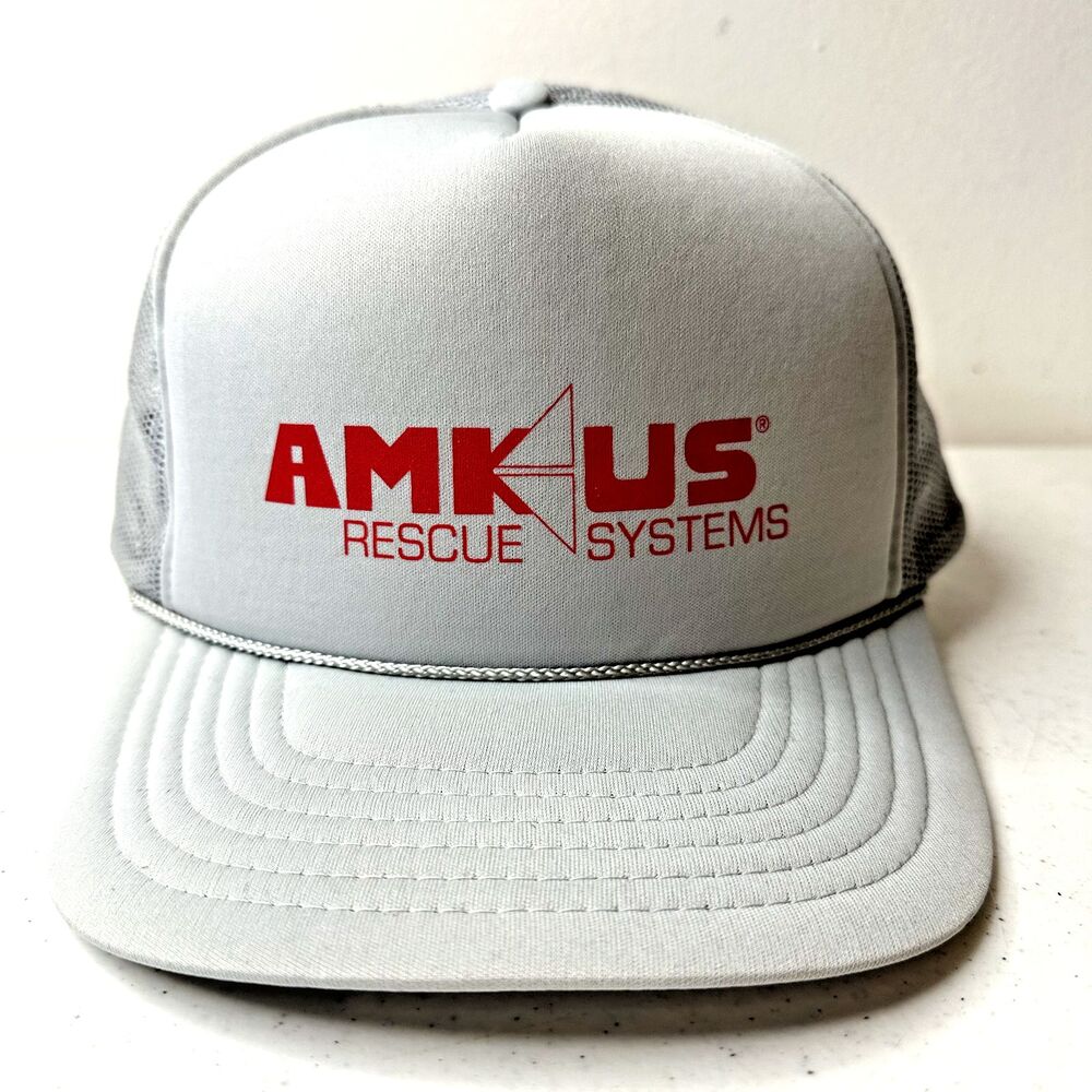 Vintage‎ Amkus Rescue Systems Patch Snapback Trucker Hat snapback Gray grandpa